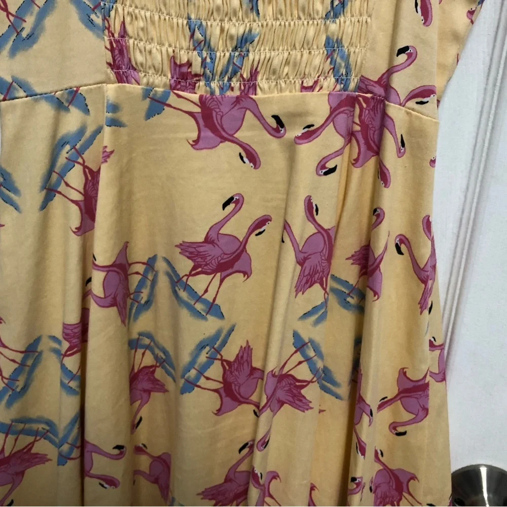 Hearts & Roses London Flamingo Print Retro Swing Dress Rockabilly Pinup Summer 4 - Picture 8 of 15